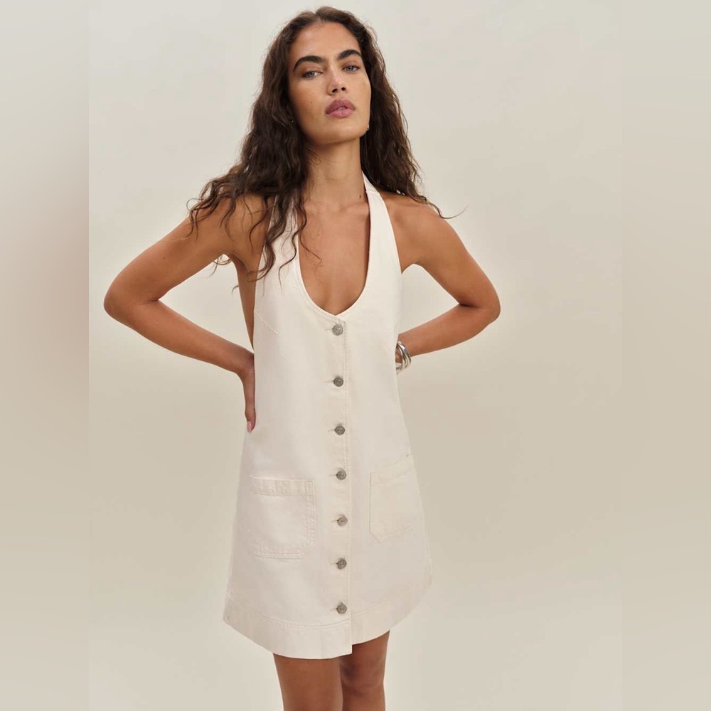 Reformation Ivory Button-Front Mini Dress - Picture 3 of 10